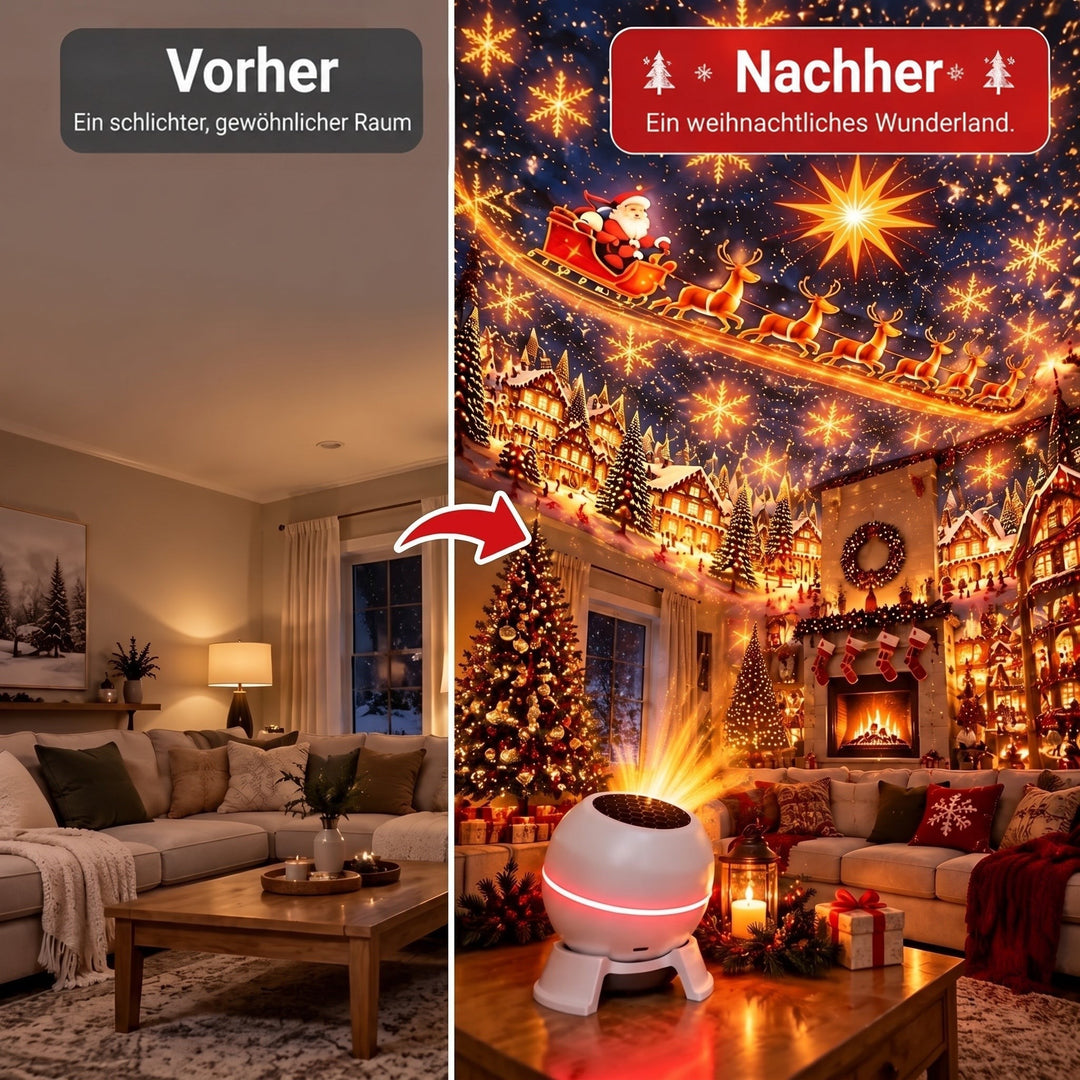 Christmas Light Projector with Animated Festive Patterns, USB-Powered