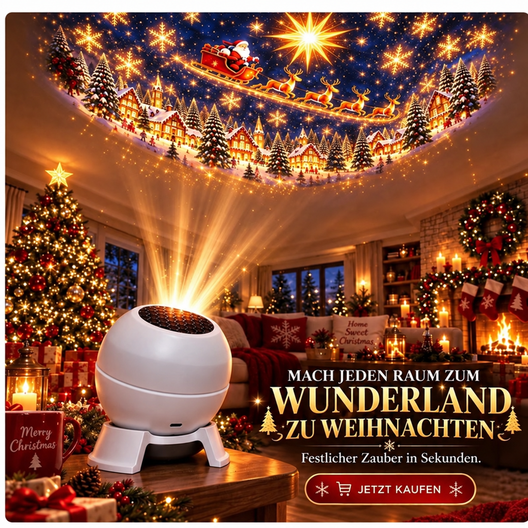 Christmas Projection Night Light for Walls and Ceilings – Festive Holiday Room Decor