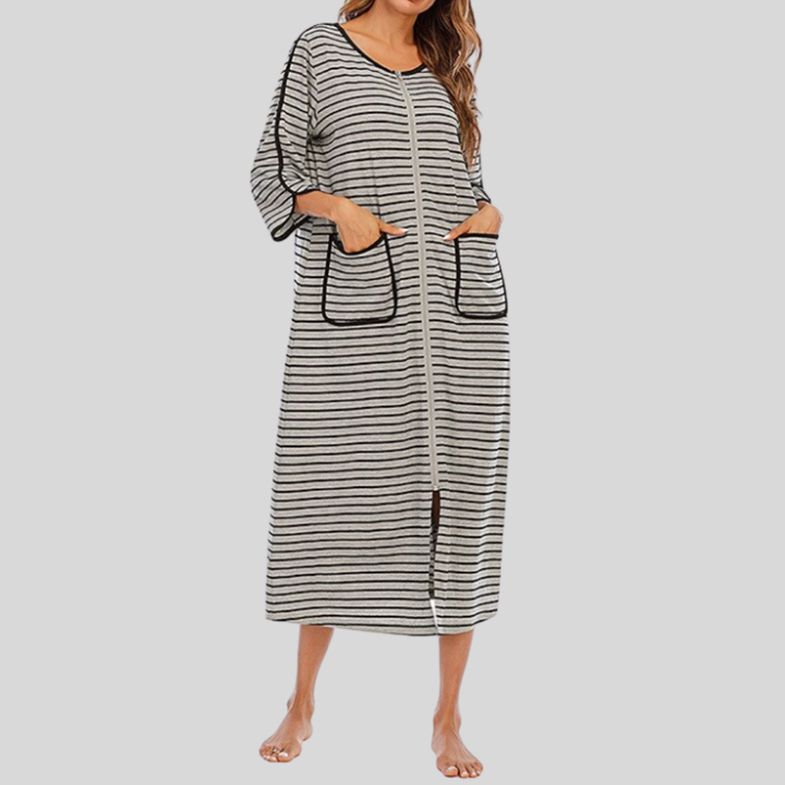 Warm Zip-Up Nightdress with Hood