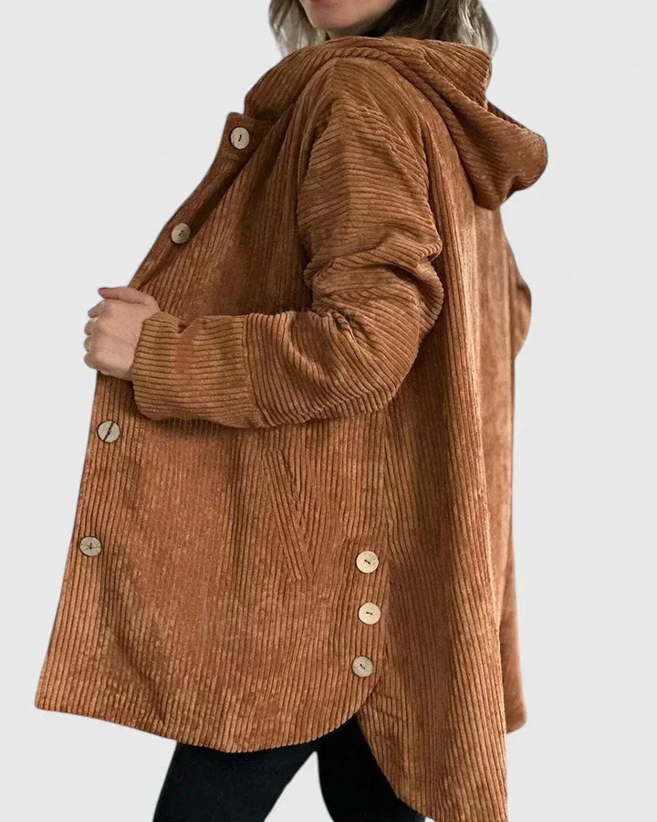 Women's light-coloured corduroy button-front jacket
