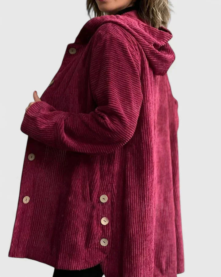 Women's light-coloured corduroy button-front jacket
