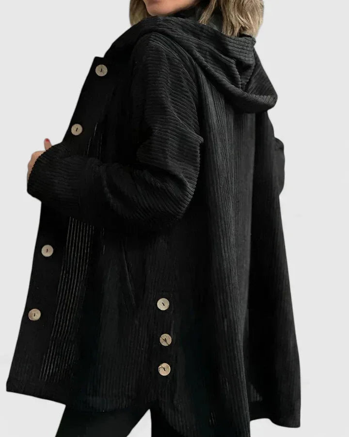 Women's light-coloured corduroy button-front jacket