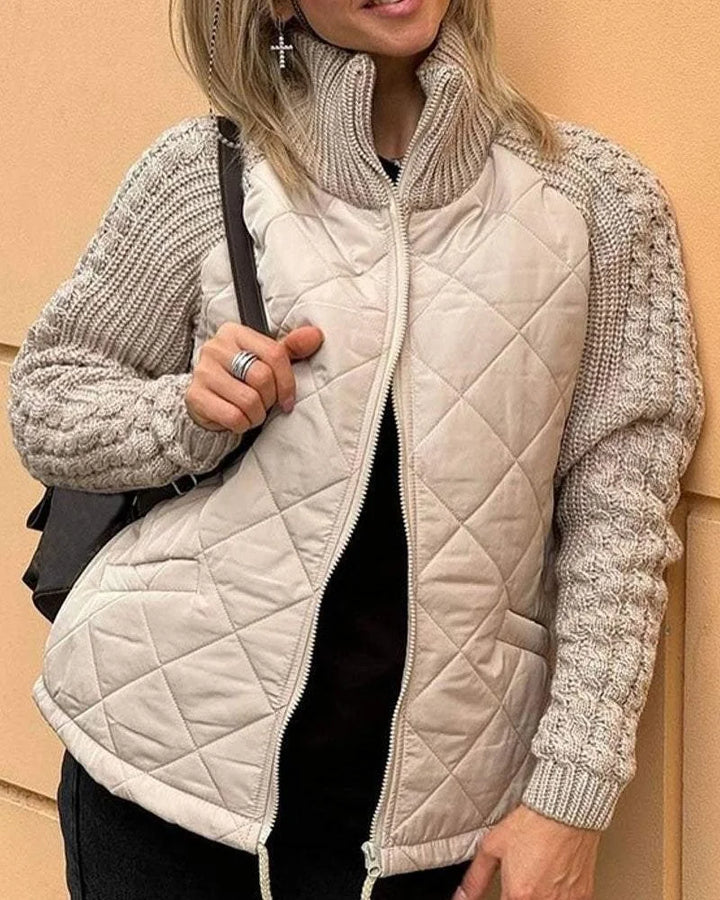 Women's quilted zip-up stand collar puffer jacket