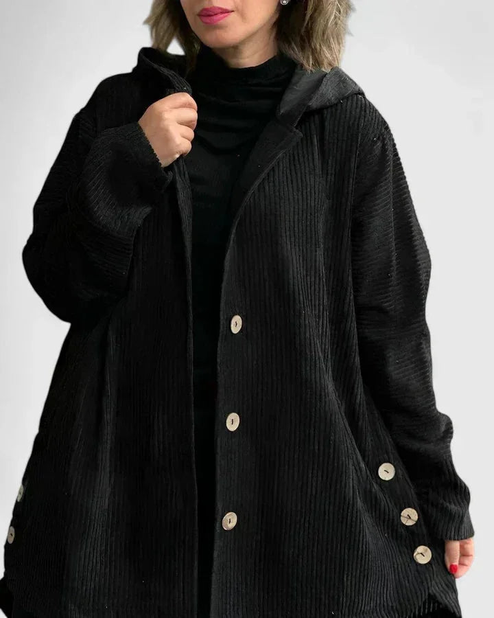 Women's light-coloured corduroy button-front jacket