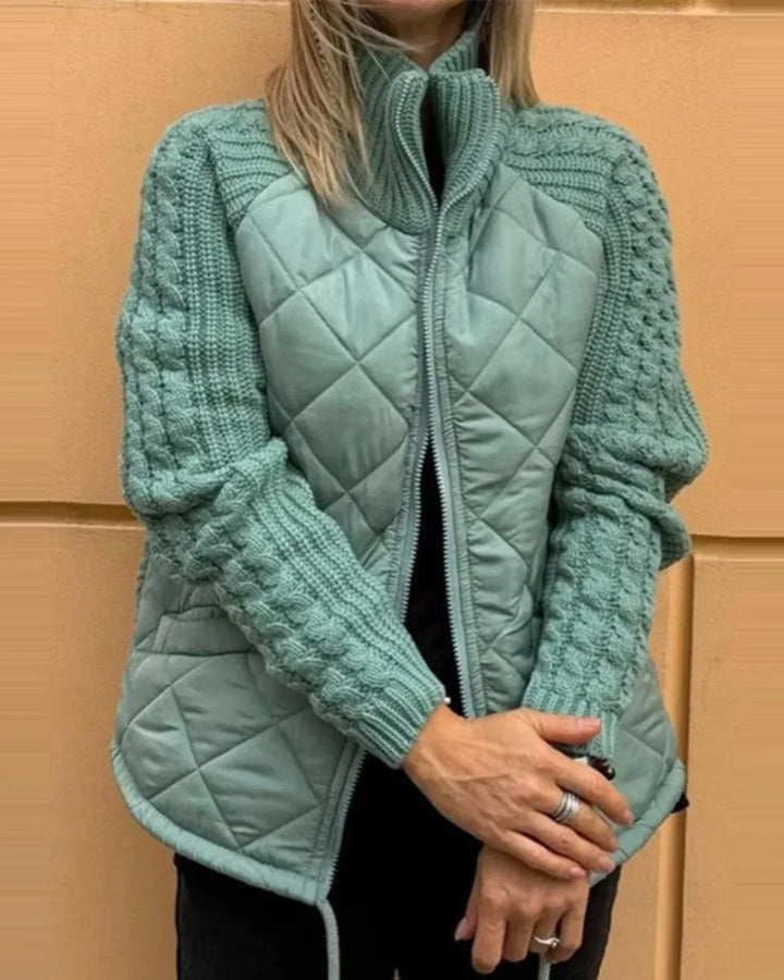 Women's quilted zip-up stand collar puffer jacket