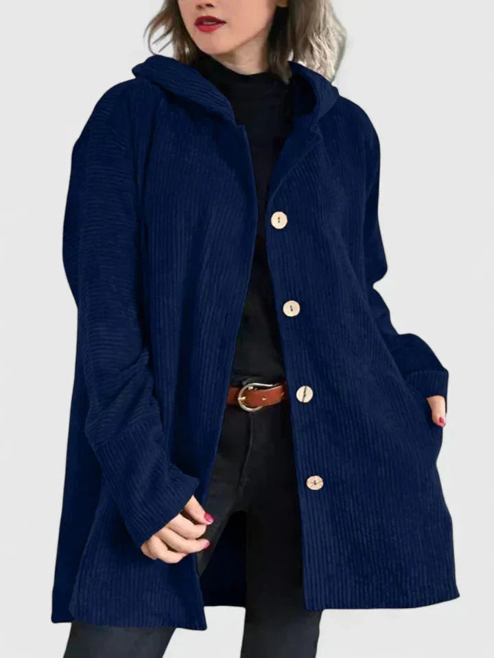 Women's light-coloured corduroy button-front jacket