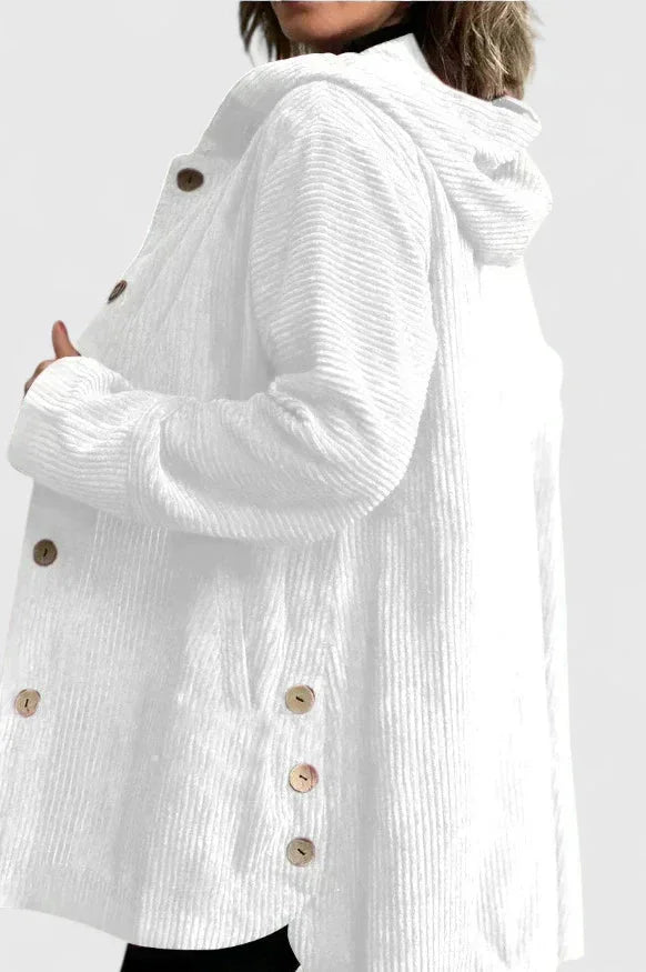 Women's light-coloured corduroy button-front jacket