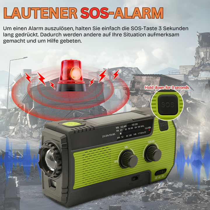 Portable Solar-Powered Emergency Radio - PowerWave