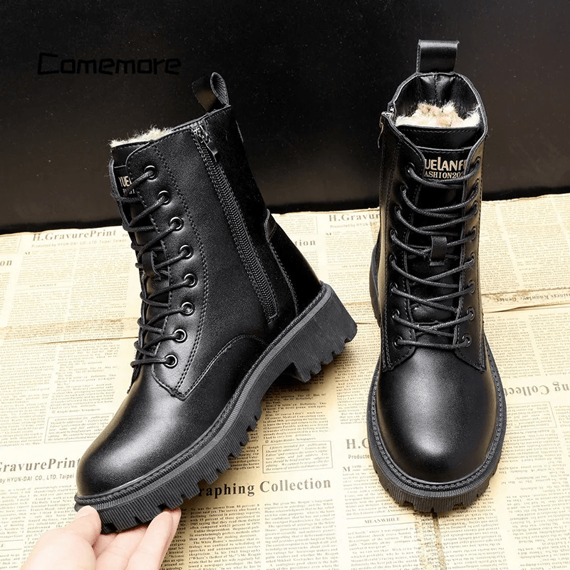 Luxury Black Leather Women's Winter Boots – Bella