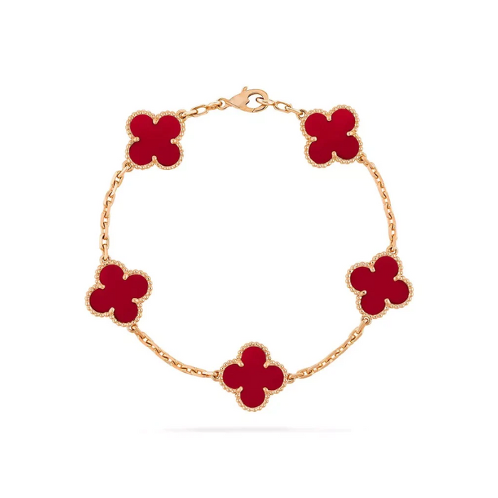 Wool Four-Leaf Clover Charm Bracelet - Elegant Accessory for Luck