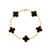 Wool Four-Leaf Clover Charm Bracelet - Elegant Accessory for Luck