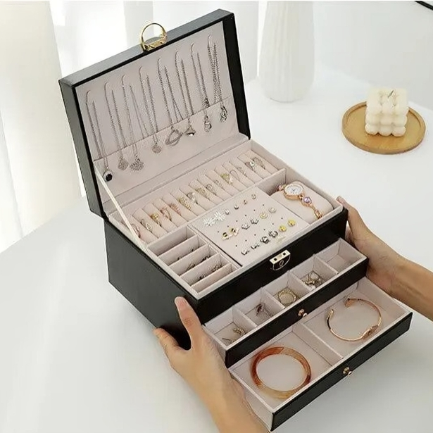 Jewellery Storage Box Compact Multi-Tier Drawer Organizer