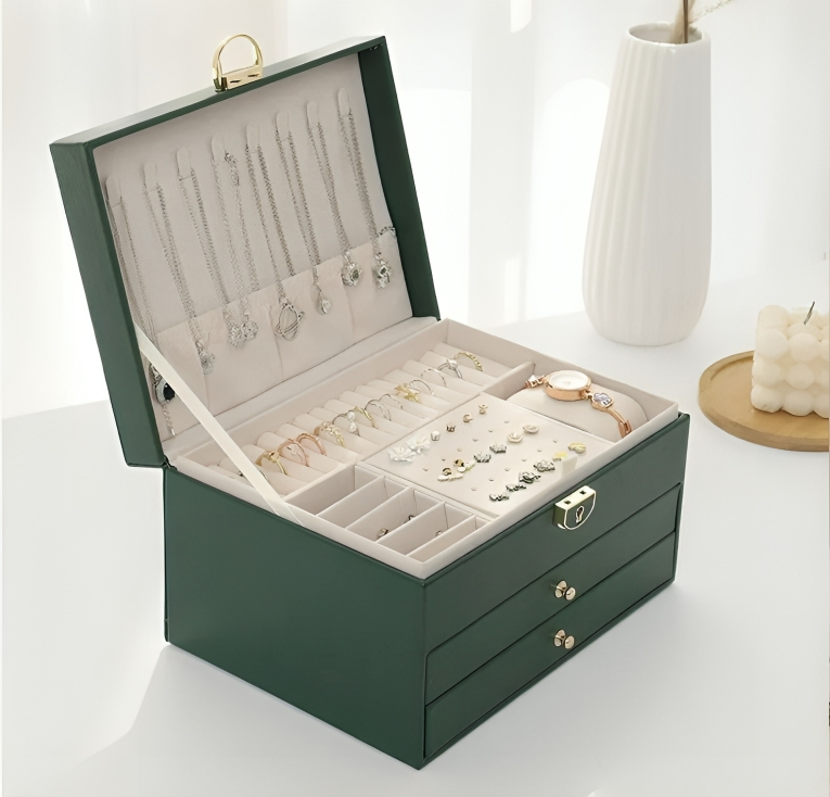 Jewellery Storage Box Compact Multi-Tier Drawer Organizer