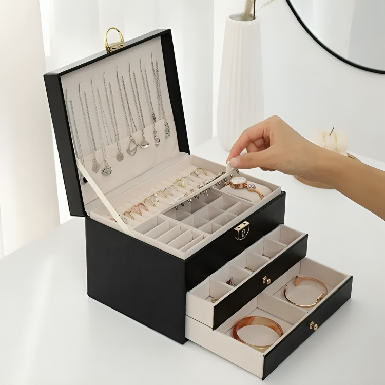 Jewellery Storage Box Compact Multi-Tier Drawer Organizer