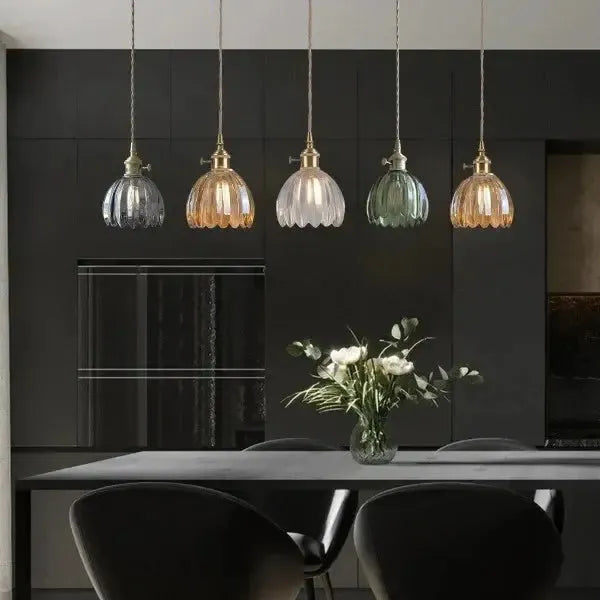 Elegant Flower-Shaped Glass Pendant Lamp - Atmospheric Light