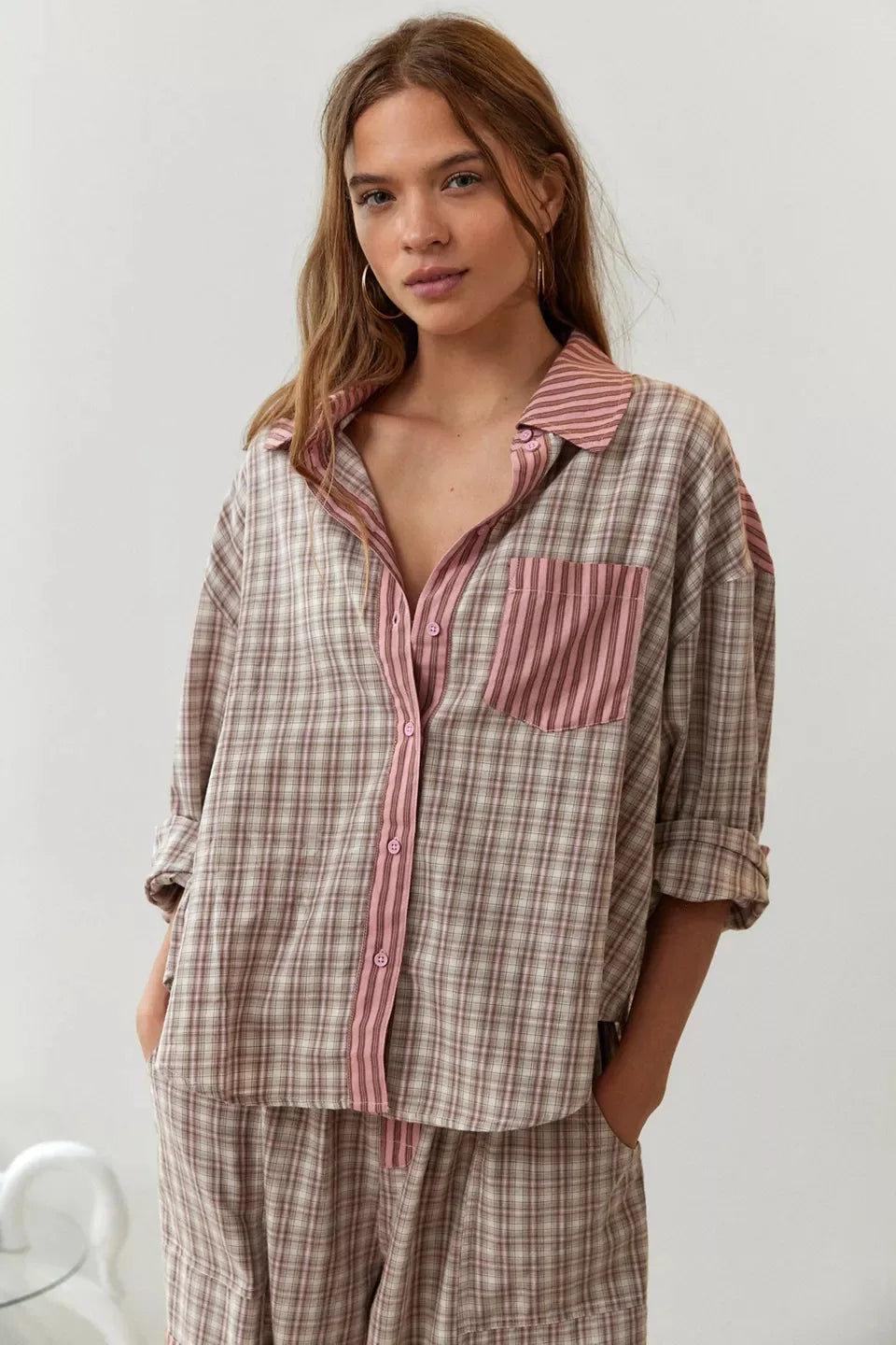 Women's Pyjama Set with Button Detail and Drawstring Pants