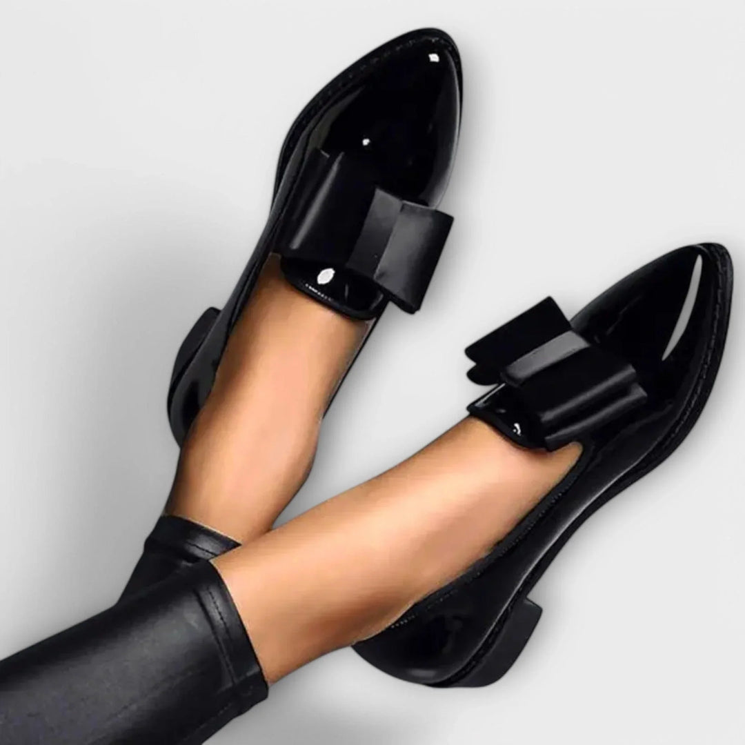 Women's faux leather loafers with bow detail