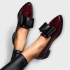 Women's faux leather loafers with bow detail
