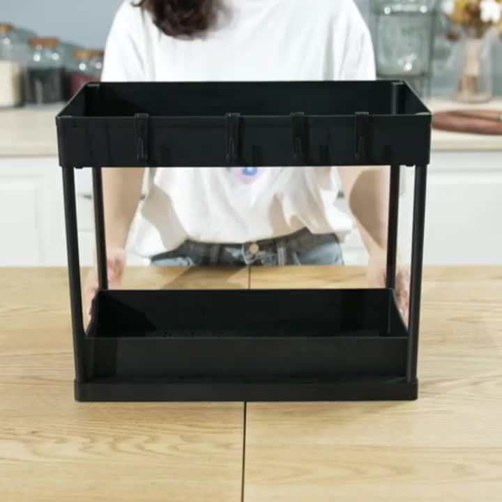 2-Tier Organizer with Hooks and Cup – Smart, Stable Storage System for Under the Sink or Worktop