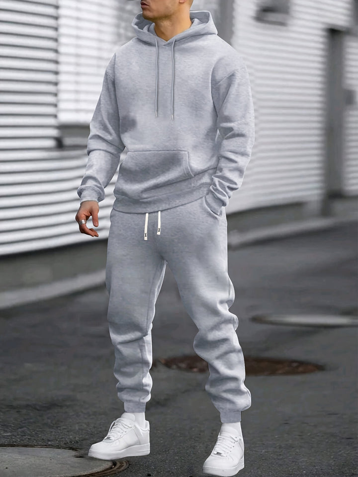 Men's Sports Set Hoodie & Jogging Bottoms - Breathable Polyester