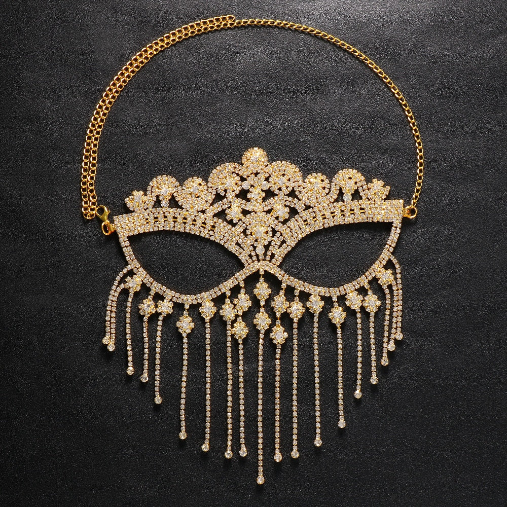 Sparkling Veil Mask | Masquerade Face Jewelry