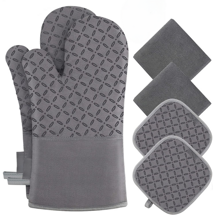 6-Piece Heat-Resistant Oven Glove and Pot Holder Set