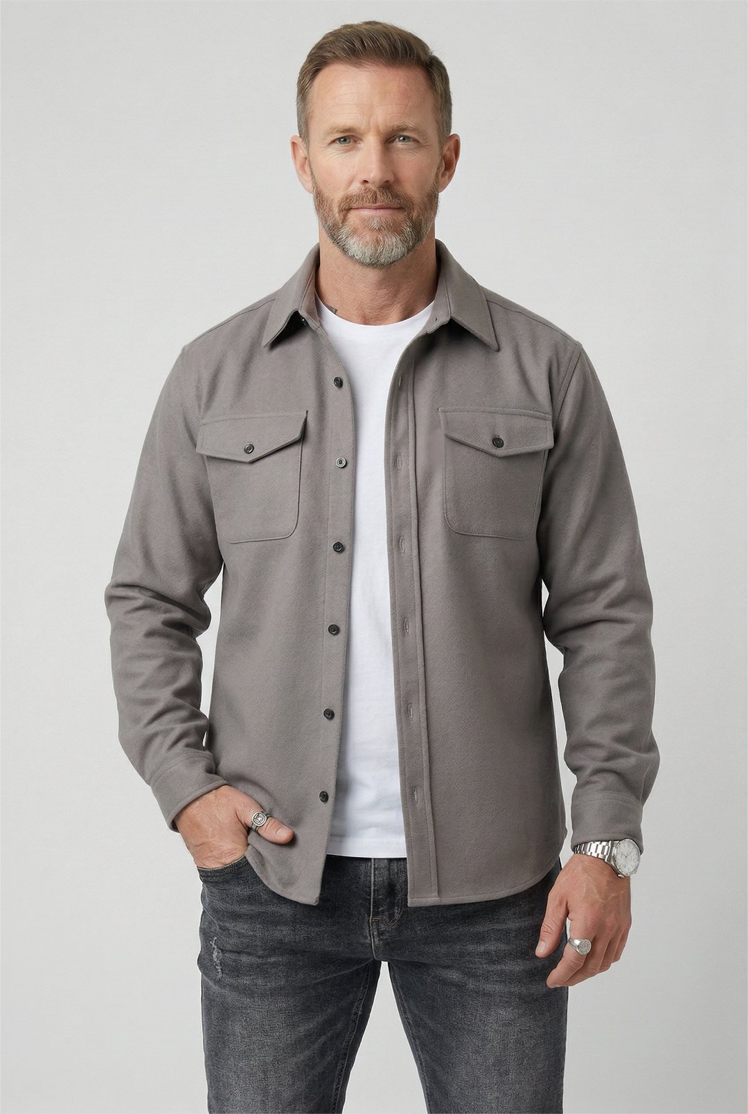 Men's Overshirt Jacket with Chest Pockets