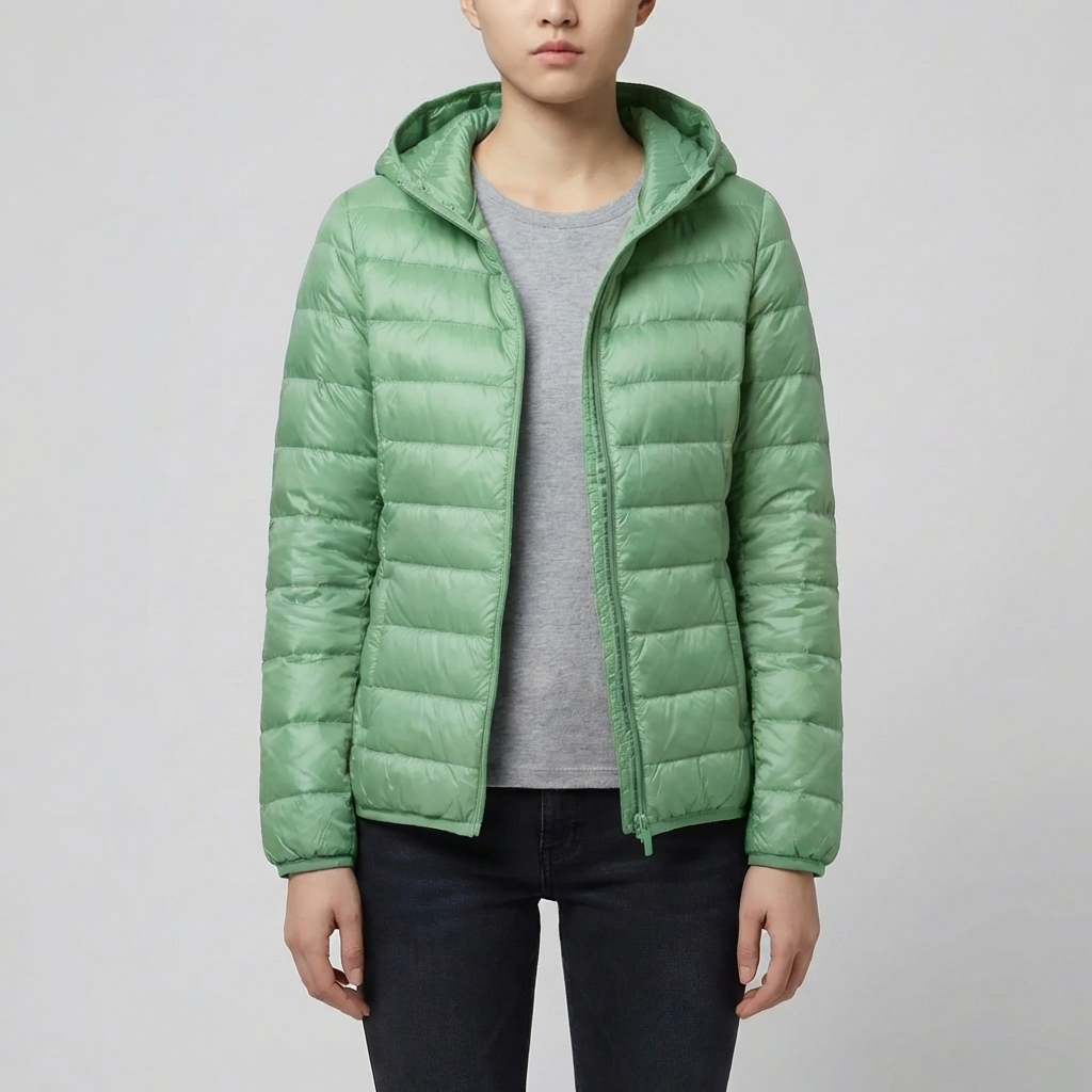 Lightweight Packable Hooded Puffer Jacket for Women