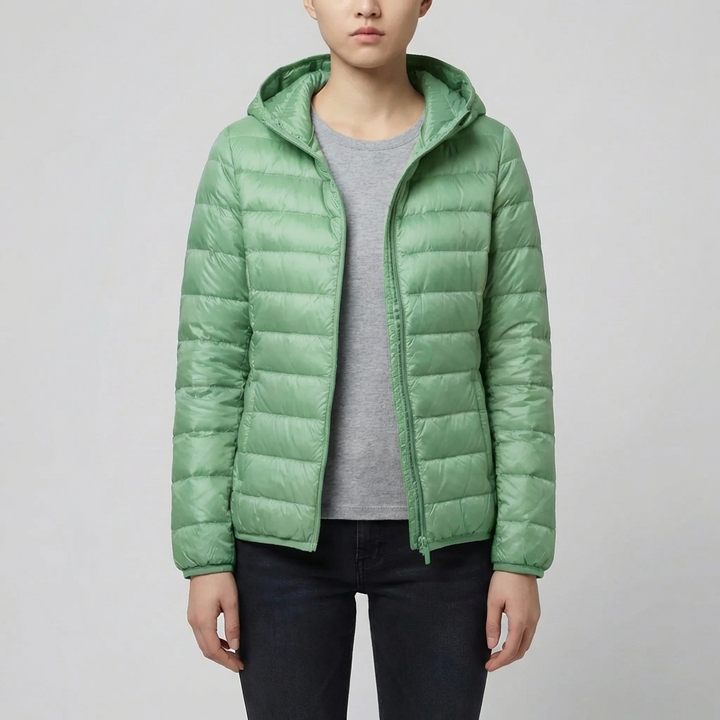 Lightweight Packable Hooded Puffer Jacket for Women