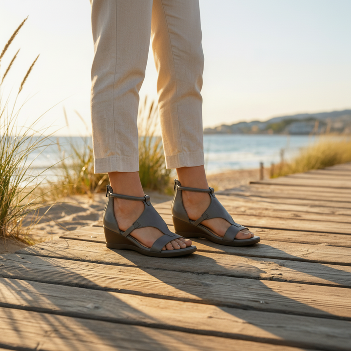 Wedluxe - Open Toe Wedge Heel Sandal for Women