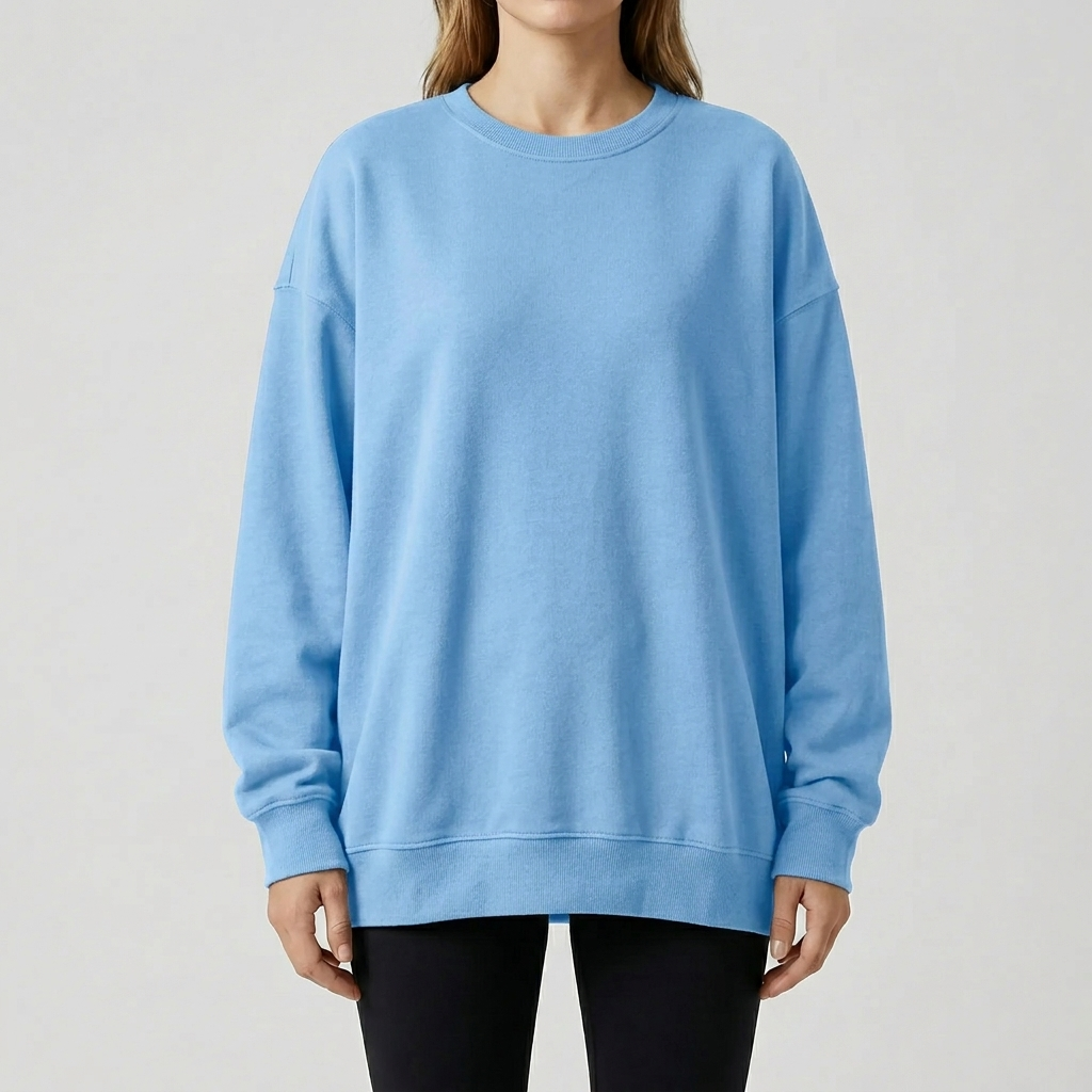 Oversized Drop-Shoulder Crew Neck Sweater for Women