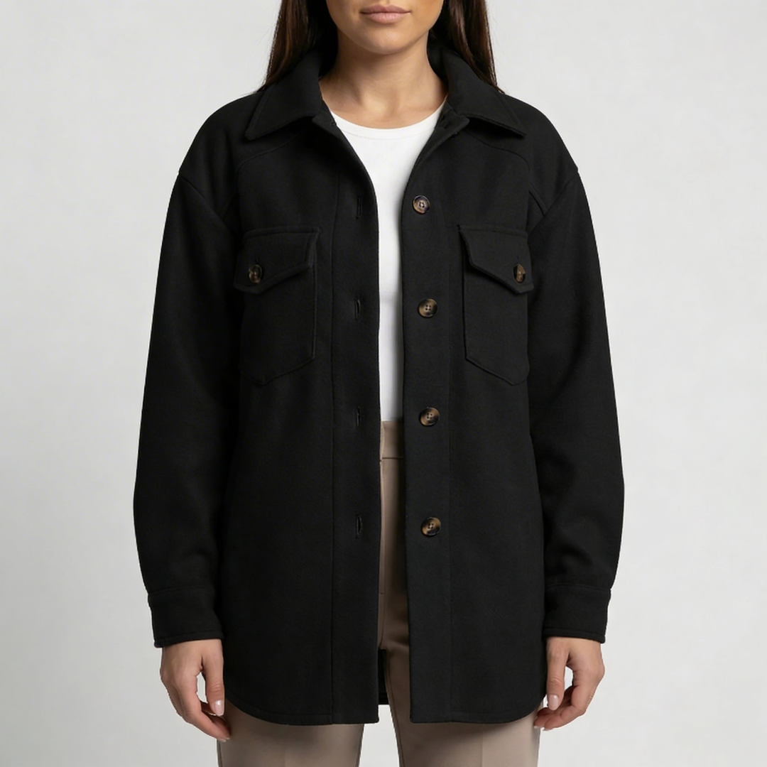 Long-Line Button-Front Jacket For Women