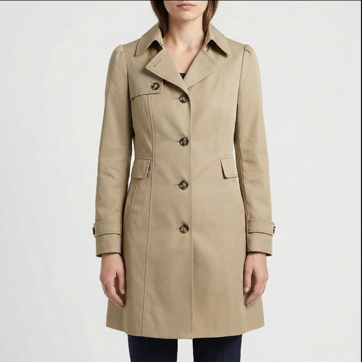 Mid-Length Single-Breasted Trench Coat