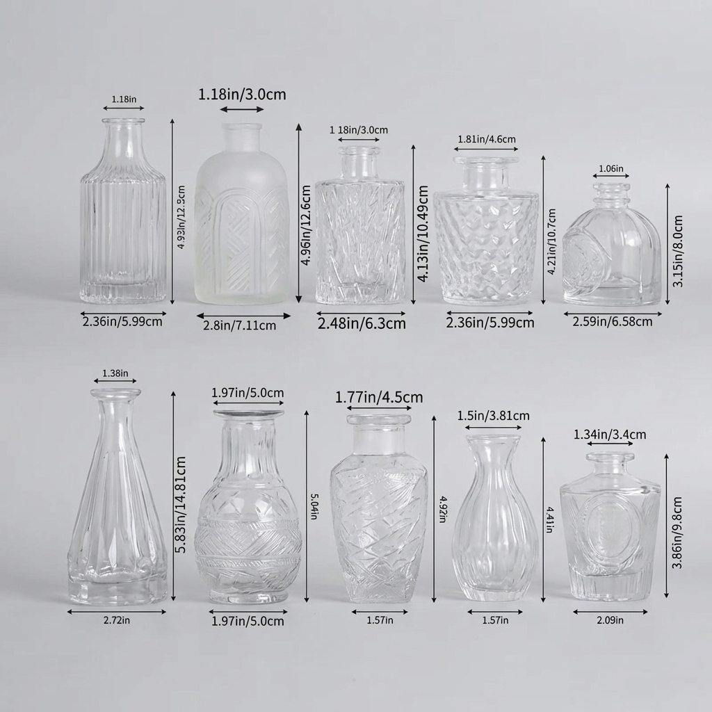 Embossed Clear Glass Vase Set