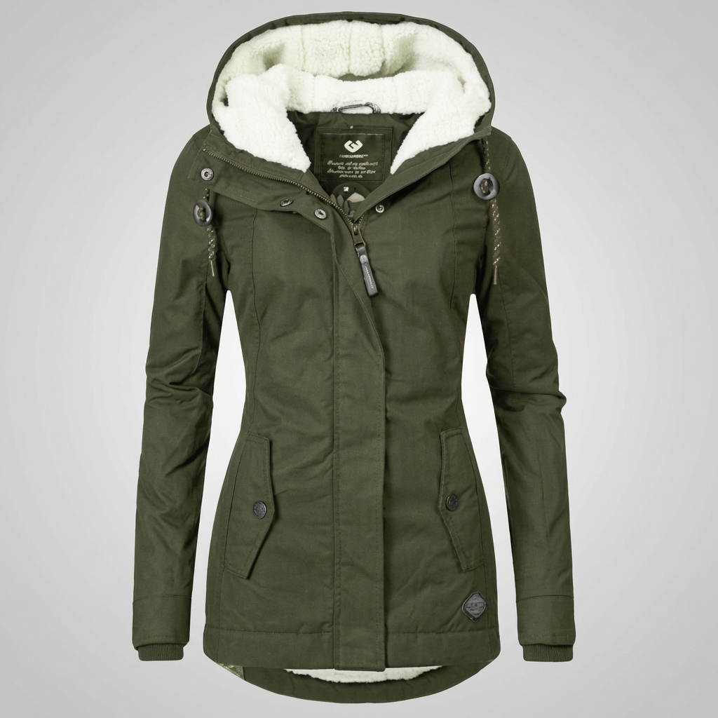 Mid-Length Hooded Winter Coat For Women