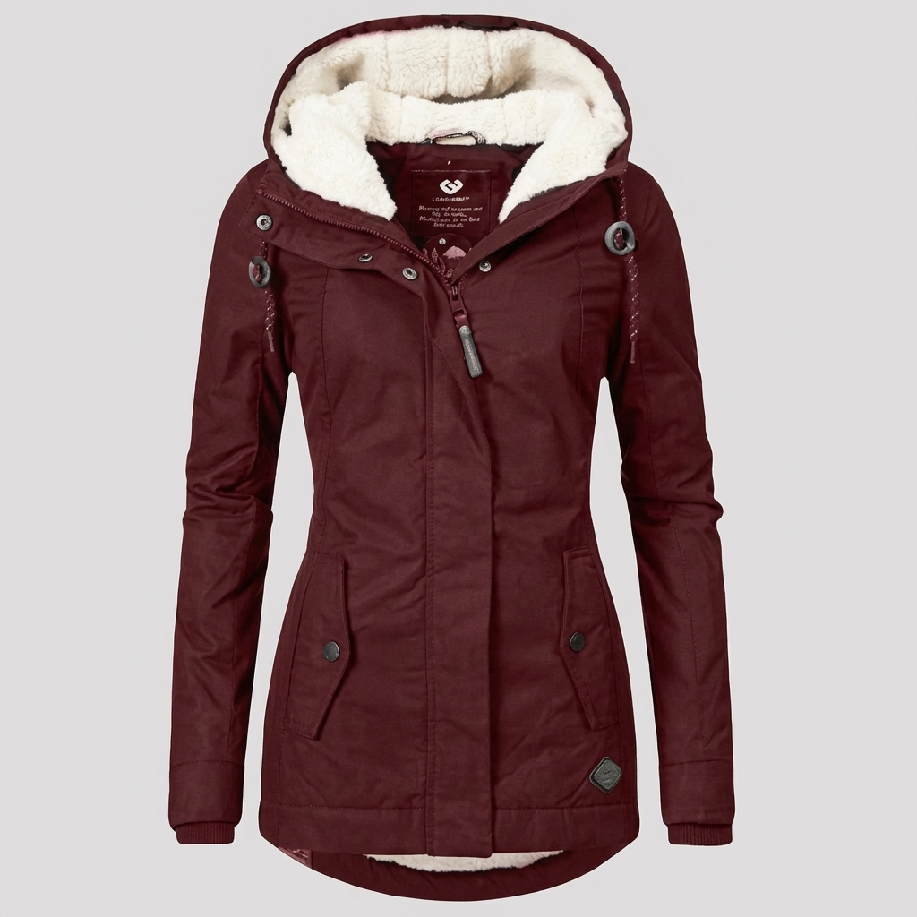 Mid-Length Hooded Winter Coat For Women