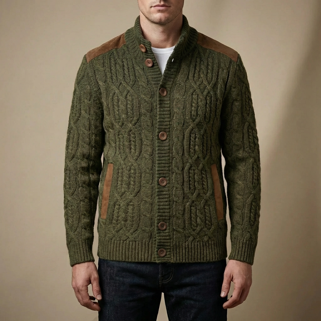 Lined Cable-Knit Cardigan