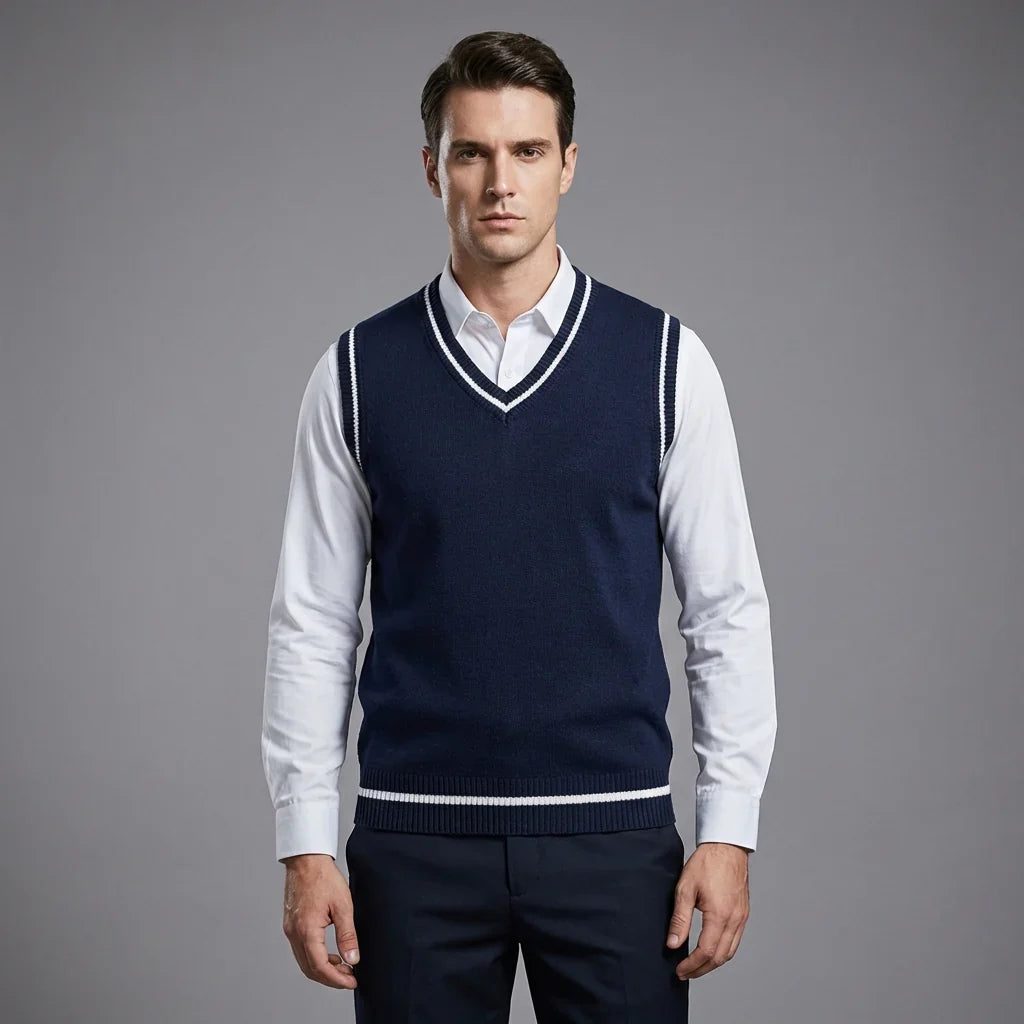 Retro Striped Preppy Style Sleeveless Pullover