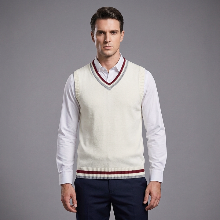 Retro Striped Preppy Style Sleeveless Pullover
