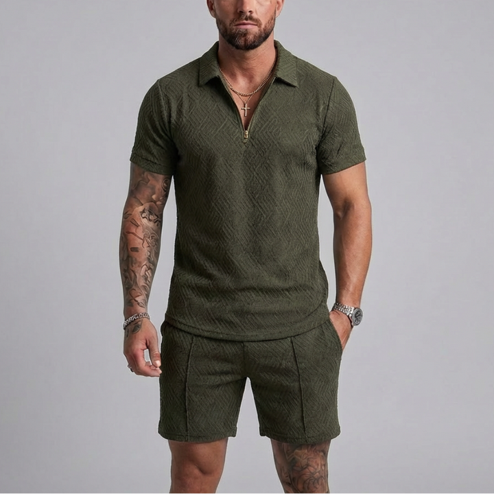 Casual Zipper Collar Summer Tracksuit Outfit