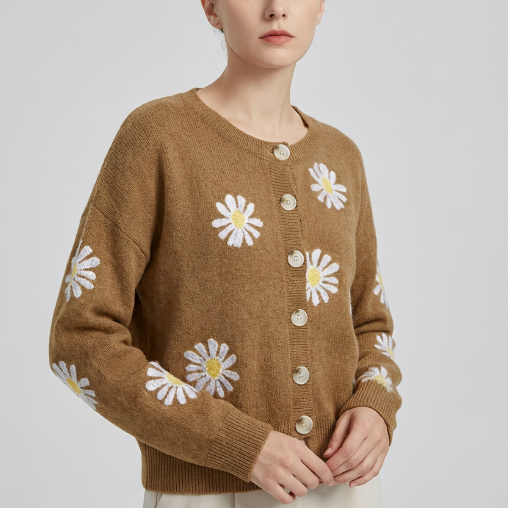 Floral Knit Sweater for Women