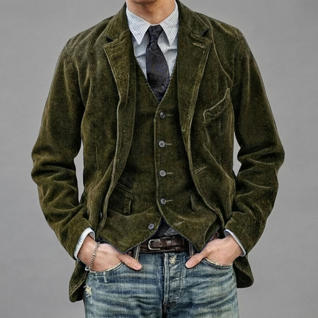 Stylish Vintage Blazer and Vest Set
