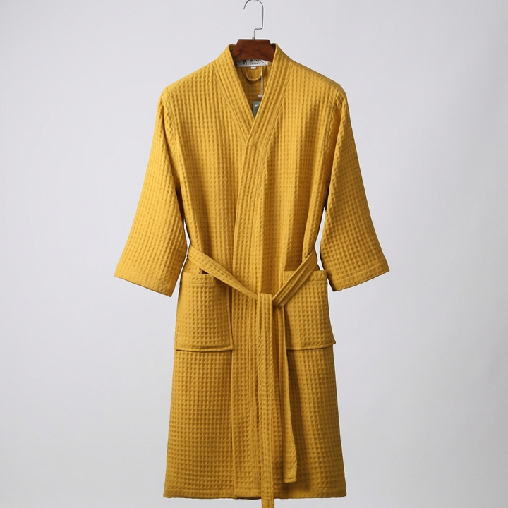 Lightweight Waffle Cotton Terry Couple Bathrobe
