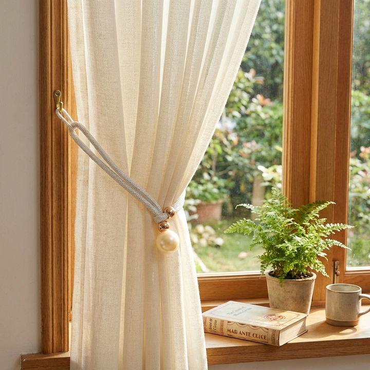 Lustrous Elegant 2-Piece Set  Pearl Curtain Tie Back