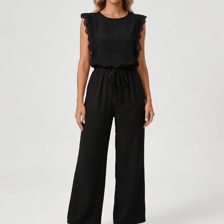 Ruffle-Trim Wide-Leg Two-Piece Set