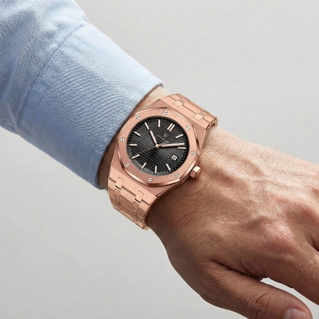 Octagonal Case Quartz Watch for Men