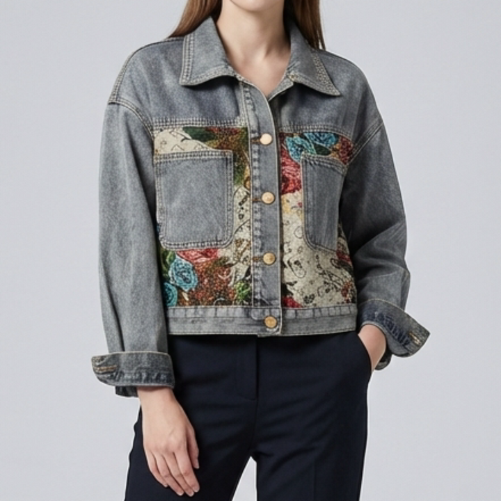 Floral Denim Jacket for Women