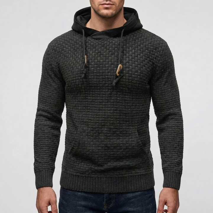 Pullover Hoodie Jacket for Men With Waffle Texture