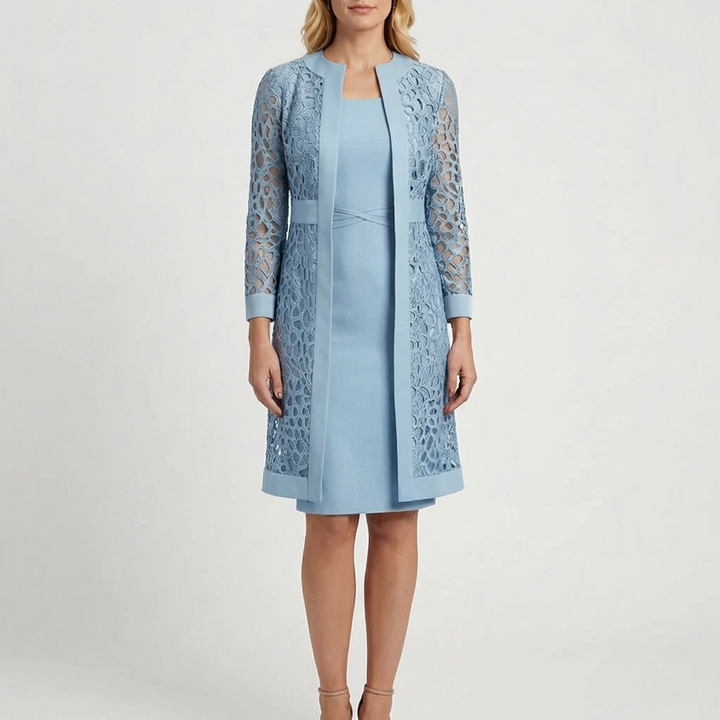 Two-Piece Lace Overlay Dress Set