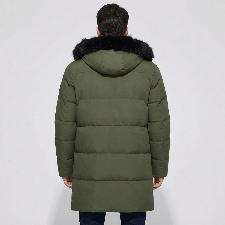 Long Quilted Hooded Jacket For Men